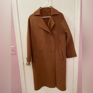 Wool Coat, caramel / dark tan brown color, jacket outerwear